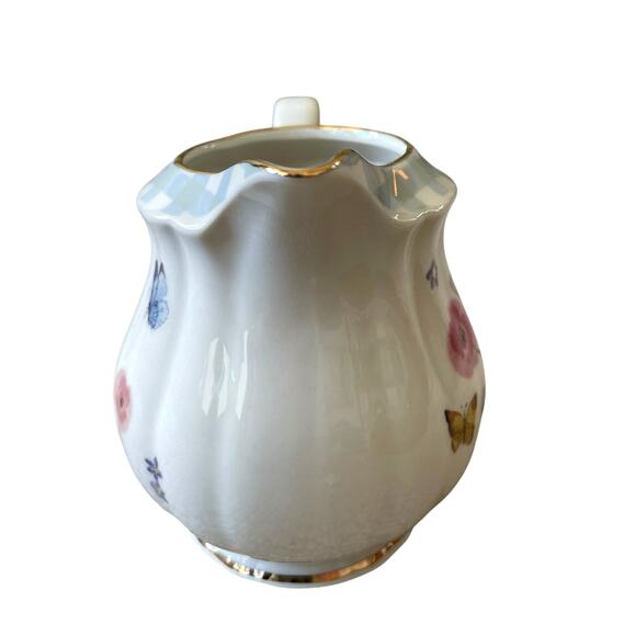 Grace Teaware Floral Gingham Bunny Fine Porcelain Creamer NEW - Picture 5 of 12